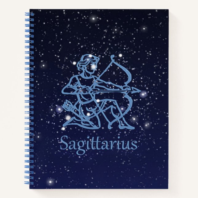 Cuaderno Constelación de Sagittarius y Rótulo de Zodiac con (Anverso)
