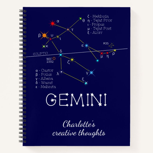 Cuaderno Constelación de Zodiac Gemini (Anverso)