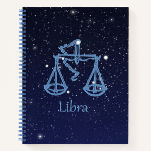 Cuaderno Constelación del libra y Rótulo del zodiaco con
