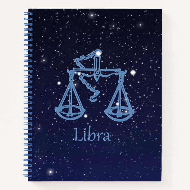 Cuaderno Constelación del libra y Rótulo del zodiaco con (Anverso)