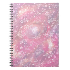 Cuaderno Constellaciones de galaxia rosa planetas cielo