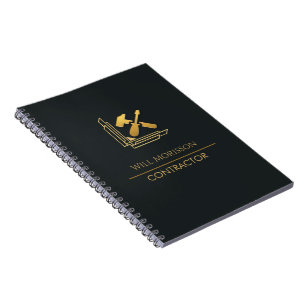 Cuaderno Construcción de Edificios Modernos Dorado y Negro
