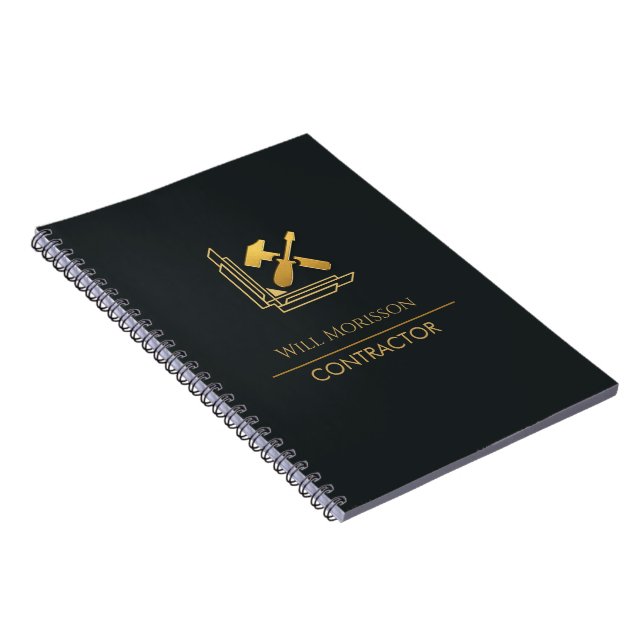 Cuaderno Construcción de Edificios Modernos Dorado y Negro (Lado Derecho)