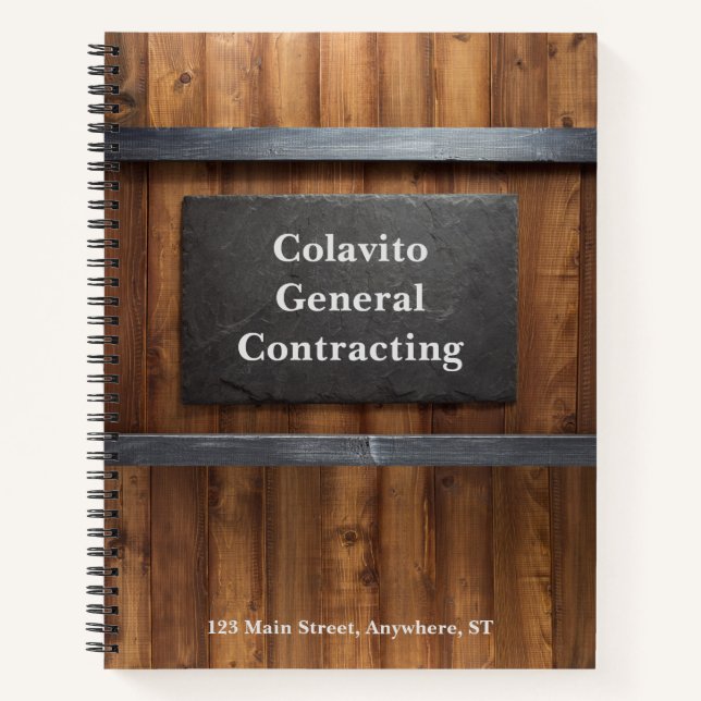 Cuaderno Construcción personalizada de madera y pizarra (Anverso)
