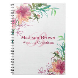 Cuaderno Consultor Boda de Monograma con Banda Floral