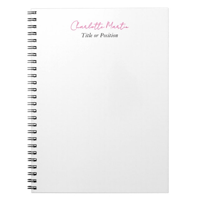 Cuaderno Consultor Jefe Gerente Blanco Rosa Profesional (Frente)