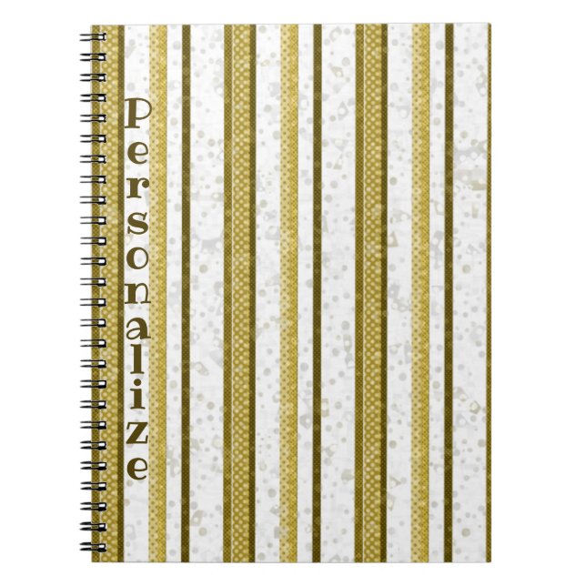 Cuaderno Contemporáneo Marrón Dorado Rayas Personalizado Ún (Frente)