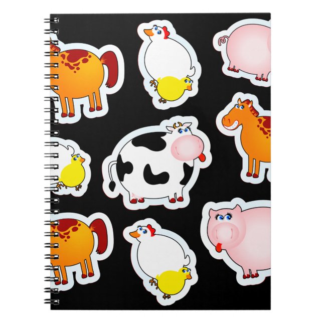 Cuaderno Contento del fondo de la granja, portátil (Frente)