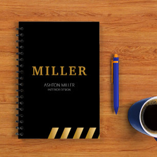 Cuaderno Contratista de Construcción Negro y Dorado Metálic