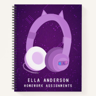 Cuaderno Controlador de juegos morado personalizado Cuadern