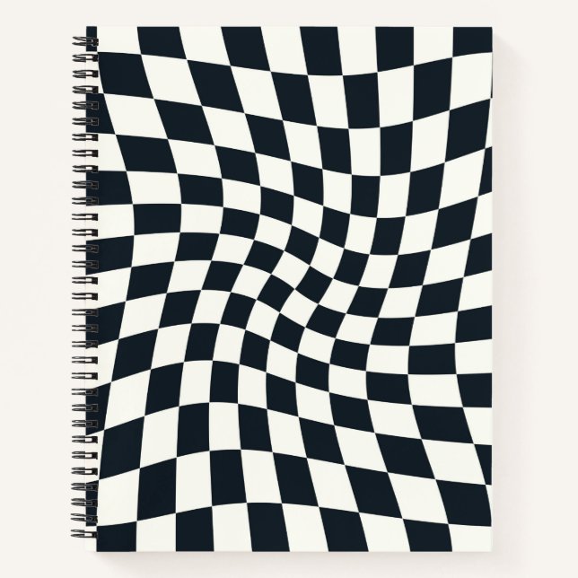 Cuaderno Controles retro negro y blanco con la torsión de v (Anverso)