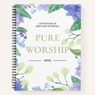 Cuaderno Convención JW de 2025 de diseño floral azul de ado