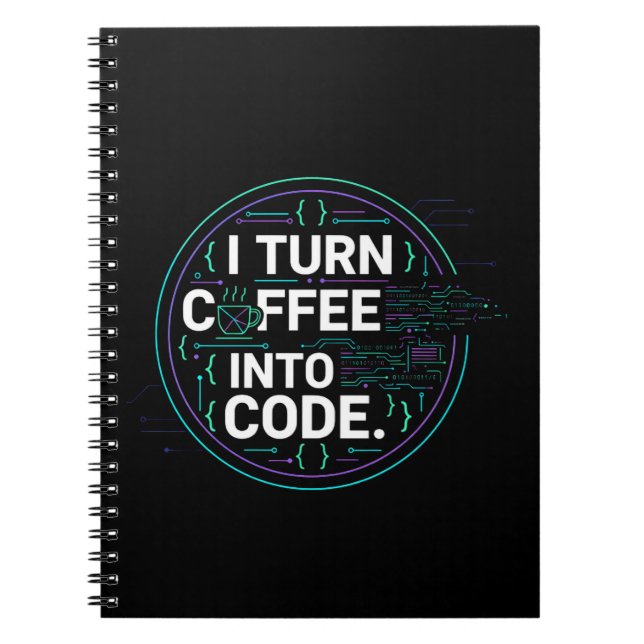 Cuaderno Convierto Café En Código – Programador Divertido (Frente)