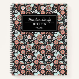 Cuaderno Cookbook de la receta de la familia Coral Black Fl