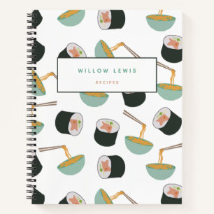 Cuaderno Cookbook de la receta del patrón de sushi y fideos