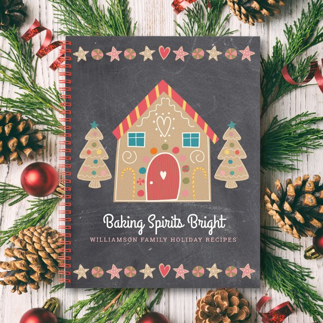 Cuaderno Cookbook de recetas Cute Gingerbread Rustico Chalk (Subido por el creador)