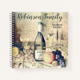 Cuaderno Cookbook de recetas de familia de cosecha de vinta