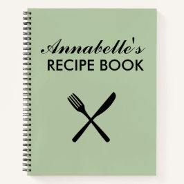 Cuaderno Cookbook de recetas de Sage Green Personal Family