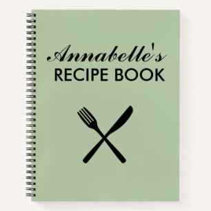 Cuaderno Cookbook de recetas de Sage Green Personal Family