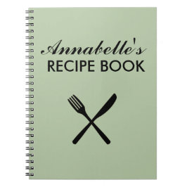 Cuaderno Cookbook de recetas de Sage Green Personal Family