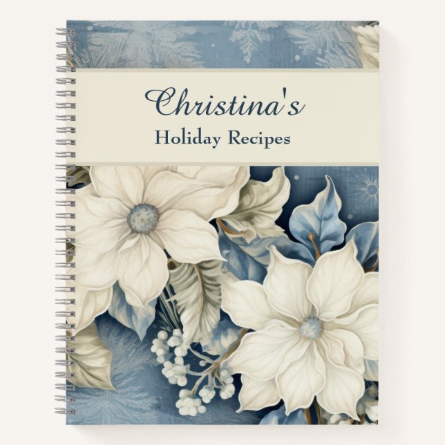 Cuaderno Cookbook de recetas navideñas Poinsettia floral vi (Anverso)