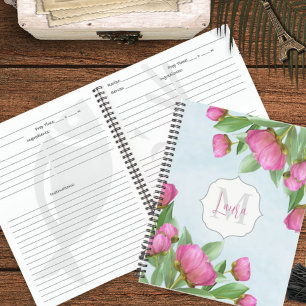Cuaderno Cookbook floral rosa personalizada