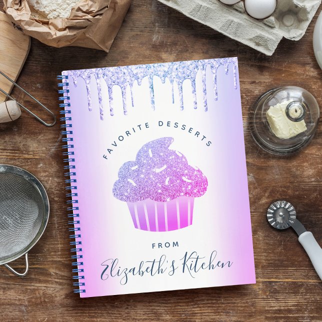 Cuaderno Cookbook Purple Recipe Purpurina Pastelería Chef (Subido por el creador)