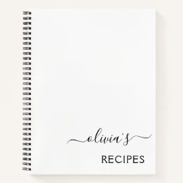 Cuaderno Cookbook Receta Monograma blanco negro