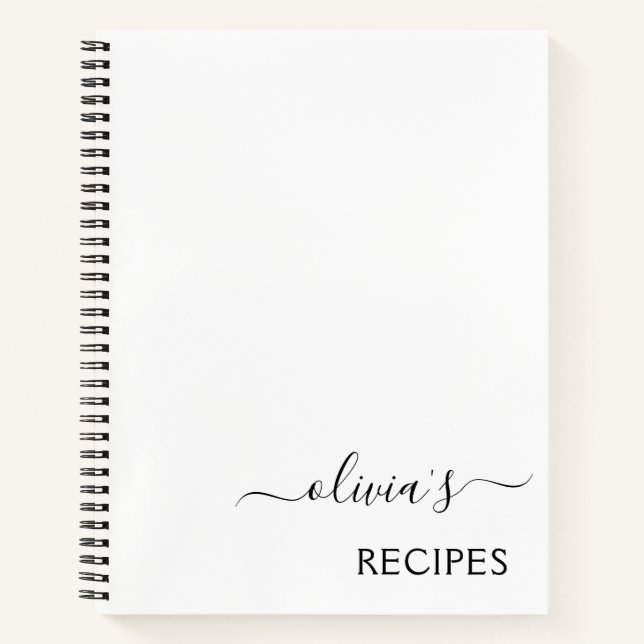 Cuaderno Cookbook Receta Monograma blanco negro (Anverso)