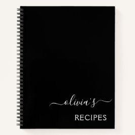 Cuaderno Cookbook Receta Monograma blanco negro