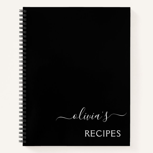 Cuaderno Cookbook Receta Monograma blanco negro (Anverso)