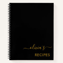 Cuaderno Cookbook Receta Monograma de Oro Negro