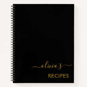 Cuaderno Cookbook Receta Monograma de Oro Negro