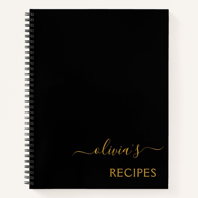 Cuaderno Cookbook Receta Monograma de Oro Negro (Anverso)