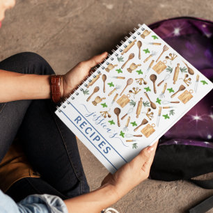 Cuaderno Cookbook Watercolor Recetas Utensils Baking Baker