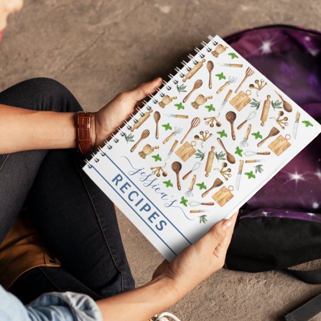 Cuaderno Cookbook Watercolor Recetas Utensils Baking Baker (Subido por el creador)