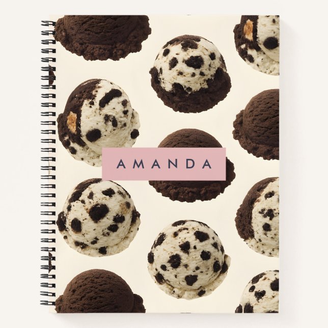 Cuaderno Cookies personalizadas y patrón crema de hielo (Anverso)