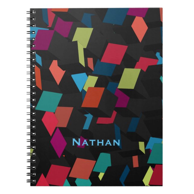 Cuaderno Cool Abstract Geometric Cube Pattern Personalized (Frente)