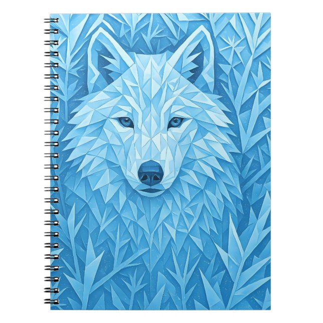 Cuaderno Cool Blue Geometric Wolf Low Poly Aesthetic School (Frente)