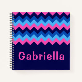 Cuaderno Cool Blue Pink Chevron Monogram Small Notebook