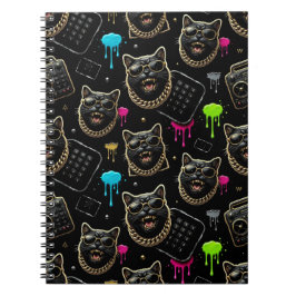 Cuaderno Cool Gangster Cat Neon Graffiti Streetwear Aesthet