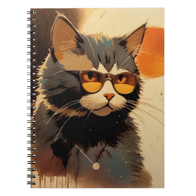 Cuaderno Cool Streetwear Graffiti Cat with Sunglasses Graph (Frente)