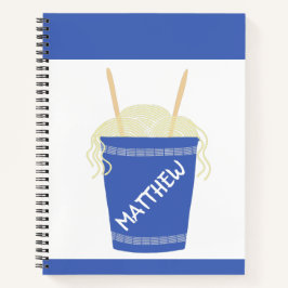 Cuaderno Copa de fideos de Ramen en azul personalizado