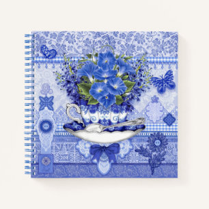 Cuaderno Copa de porcelana azul y flores