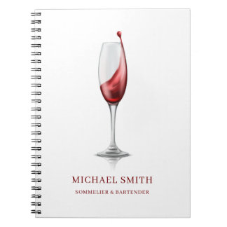 Cuaderno Copa de vino tinto elegante bar bodega 