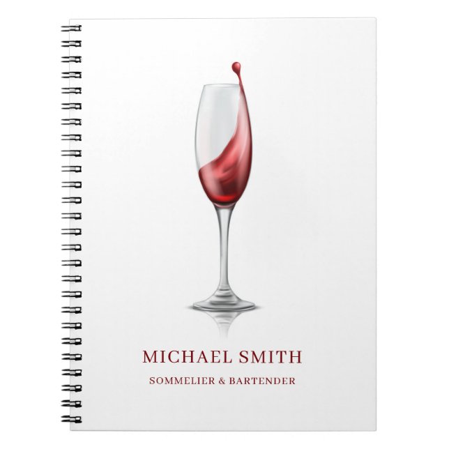 Cuaderno Copa de vino tinto elegante bar bodega  (Frente)