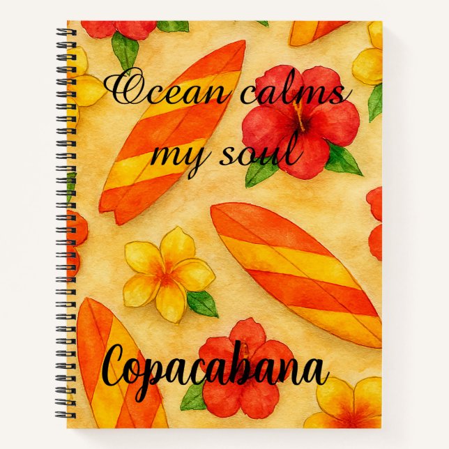 Cuaderno Copacabana Beach Watercolor Floral Tropical (Anverso)