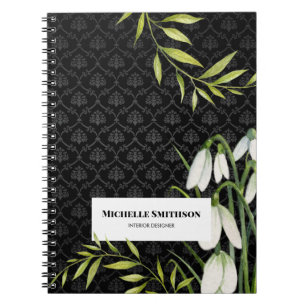 Cuaderno Copas de nieve blancas de color y Damasco de Laure