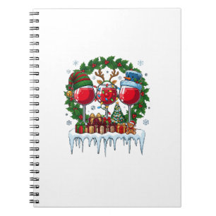Cuaderno Copas de vino rojas de Navidad Corona de acebo Hom