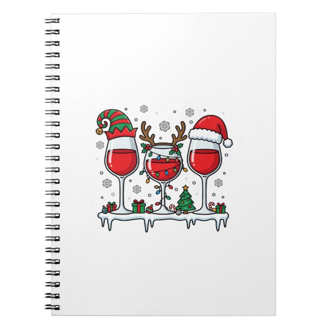 Cuaderno Copas de vino tinto de Navidad Vector de vacacione (Frente)